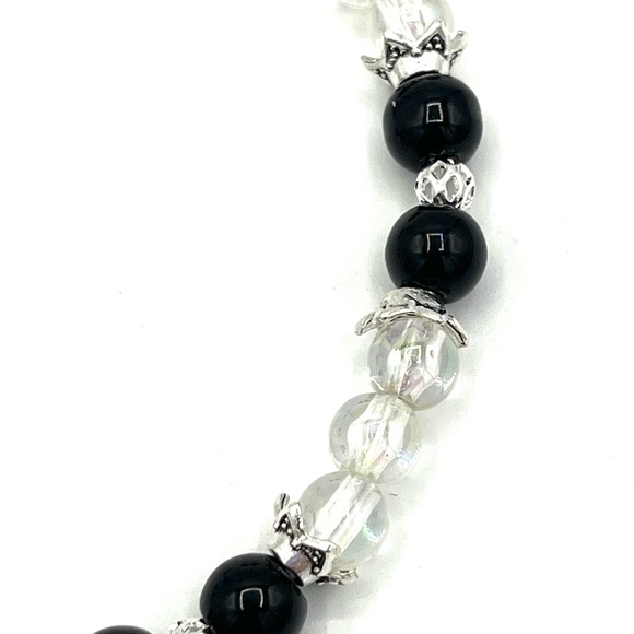 HAND CRAFTED Black Onyx and Acrylic Bubble Bracelet - Picture 6 of 6